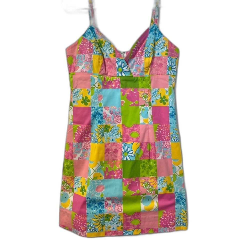 Lilly Pulitzer Y2K vintage patchwork quilt mini dress size 6